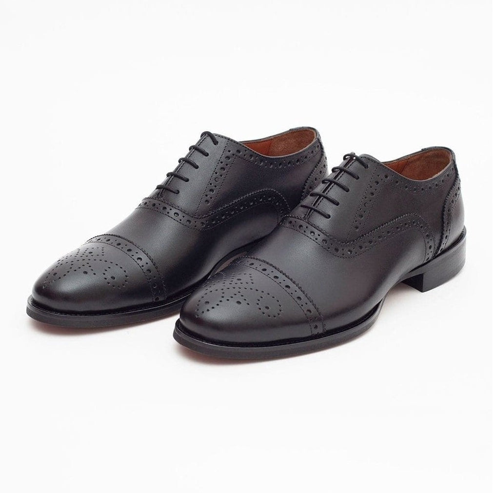 Ariston SHOES 8 Ariston Mens Black Oxford Lace-up Leather Dress Shoes