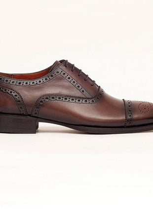 Ariston SHOES 9W Ariston Mens Chestnut Brown lace-up Oxford Leather Dress Shoes