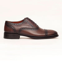 Thumbnail for Ariston SHOES 9W Ariston Mens Chestnut Brown lace-up Oxford Leather Dress Shoes