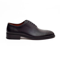 Thumbnail for Ariston SHOES 9W Ariston Mens Solid Black Whole Cut Oxford Leather Dress Shoes