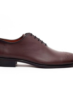 Ariston SHOES 9W Ariston Mens Solid Chestnut Brown Whole Cut Oxford Leather Dress Shoes