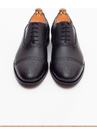 Ariston SHOES Ariston Mens Black Oxford Lace-up Leather Dress Shoes
