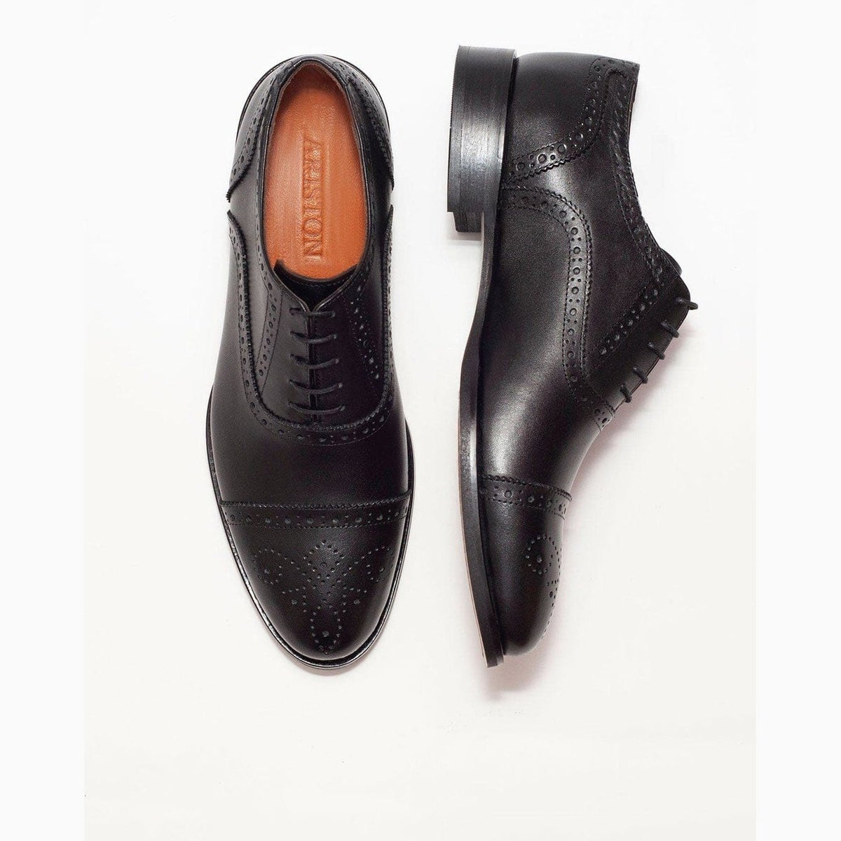 Ariston SHOES Ariston Mens Black Oxford Lace-up Leather Dress Shoes