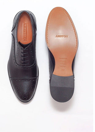 Ariston SHOES Ariston Mens Black Oxford Lace-up Leather Dress Shoes