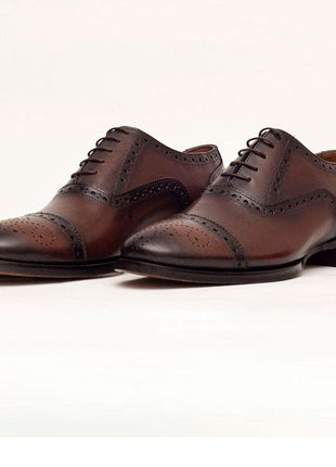 Ariston SHOES Ariston Mens Chestnut Brown lace-up Oxford Leather Dress Shoes