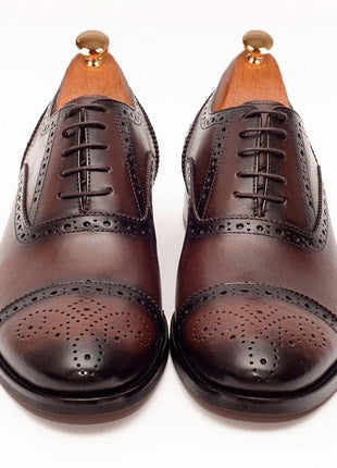 Ariston SHOES Ariston Mens Chestnut Brown lace-up Oxford Leather Dress Shoes