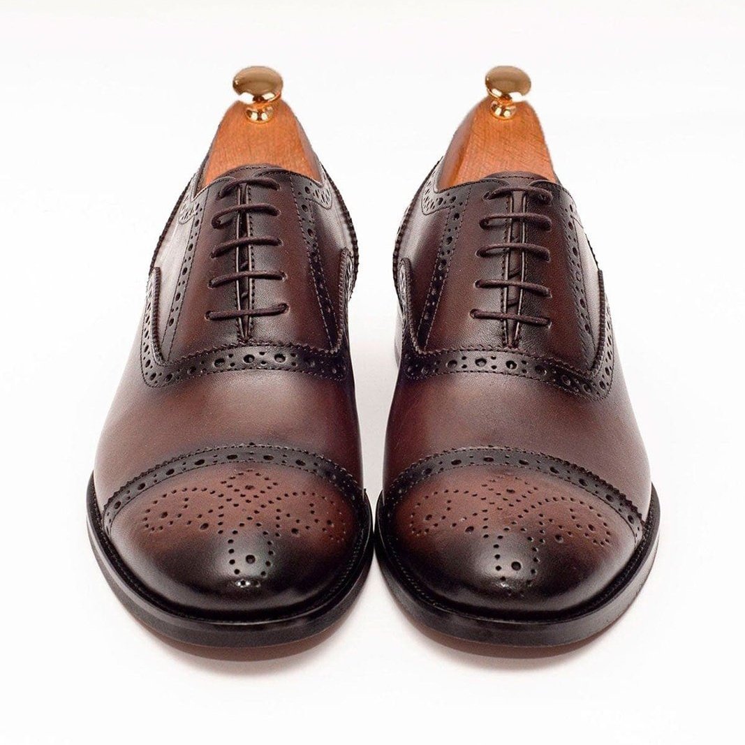 Ariston SHOES Ariston Mens Chestnut Brown lace-up Oxford Leather Dress Shoes