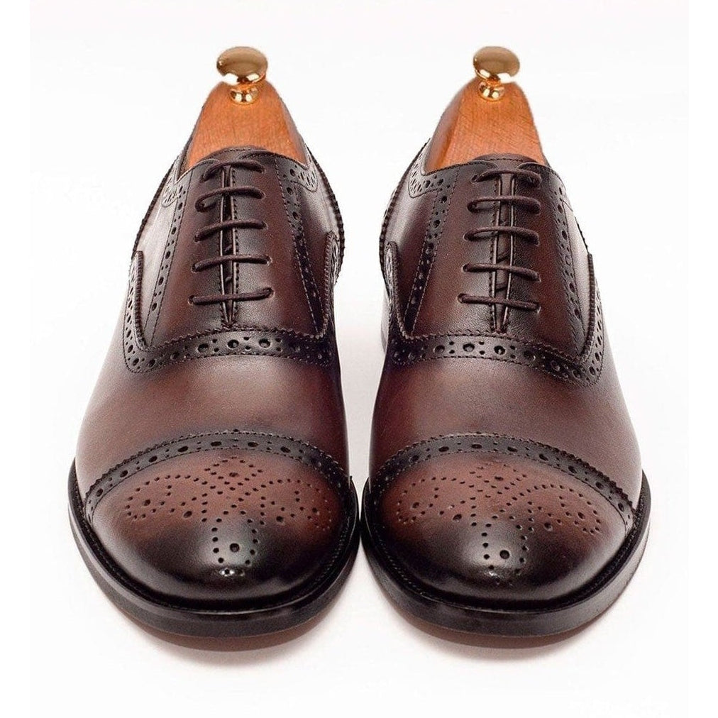 Ariston SHOES Ariston Mens Chestnut Brown lace-up Oxford Leather Dress Shoes