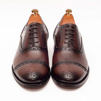Thumbnail for Ariston SHOES Ariston Mens Chestnut Brown lace-up Oxford Leather Dress Shoes