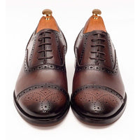 Thumbnail for Ariston SHOES Ariston Mens Chestnut Brown lace-up Oxford Leather Dress Shoes