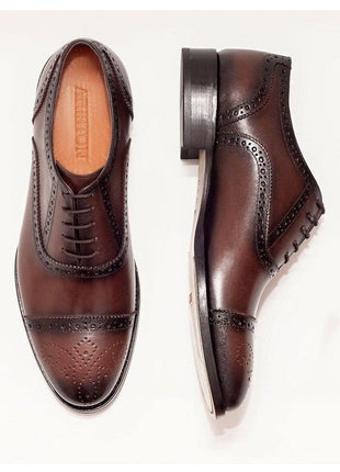 Ariston SHOES Ariston Mens Chestnut Brown lace-up Oxford Leather Dress Shoes