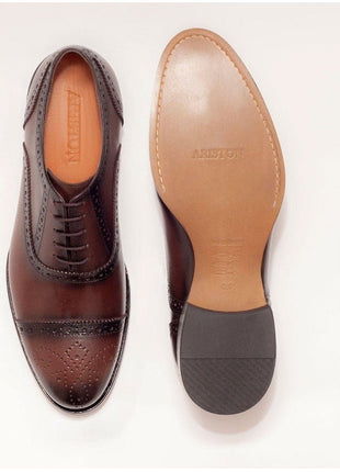 Ariston SHOES Ariston Mens Chestnut Brown lace-up Oxford Leather Dress Shoes