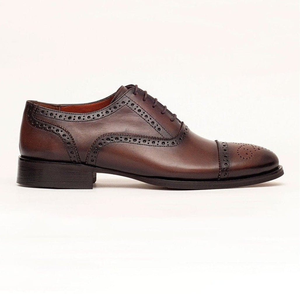 Shop Chestnut Brown Leather Brogue Oxford Shoes