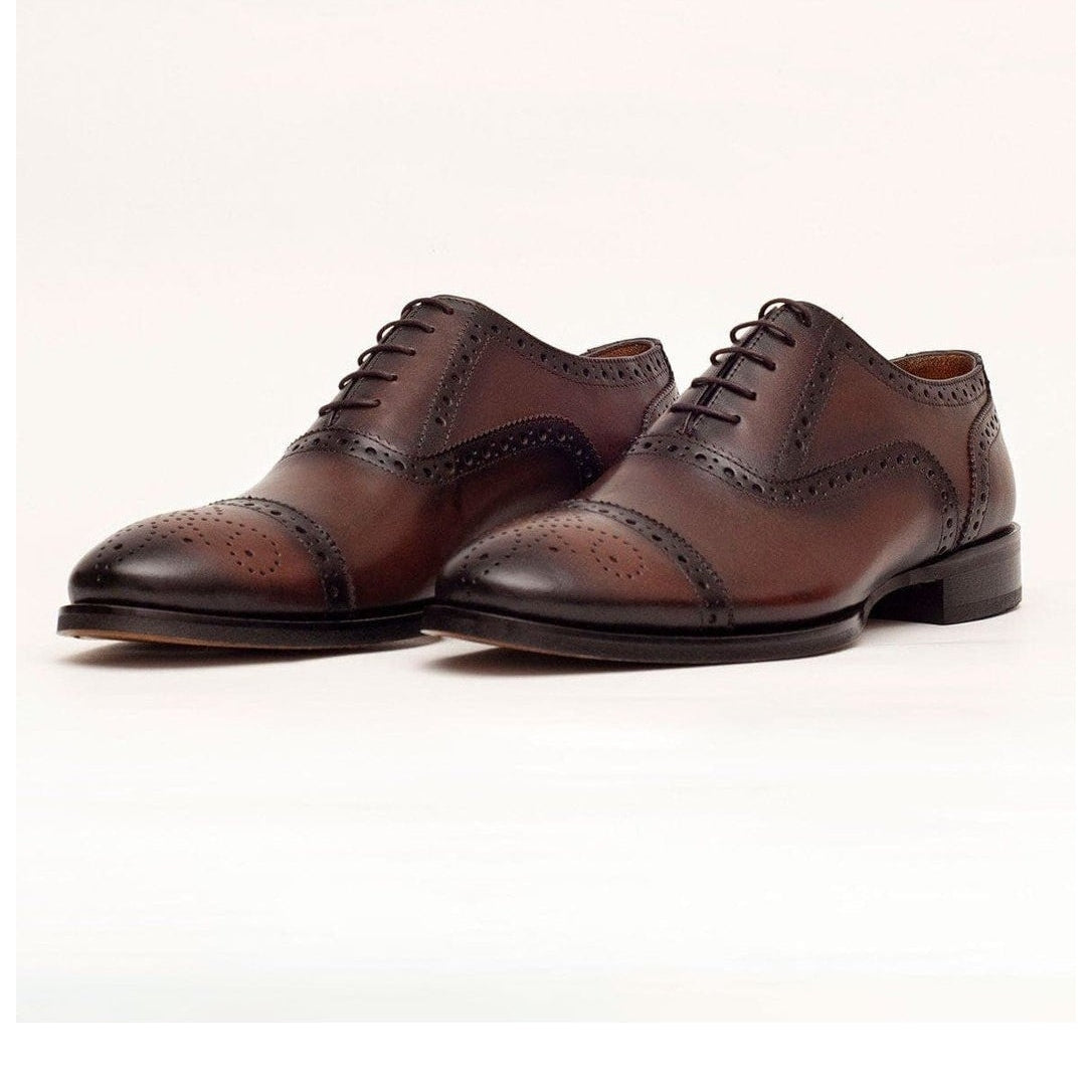 Shop Chestnut Brown Leather Brogue Oxford Shoes The Suit Depot