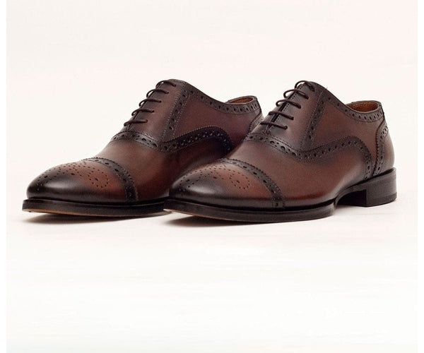 Shop Chestnut Brown Leather Brogue Oxford Shoes