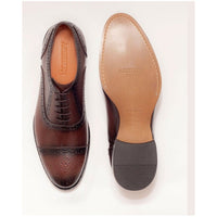 Thumbnail for Ariston SHOES Ariston Mens Chestnut Brown Oxford Lace-up Leather Dress Shoes