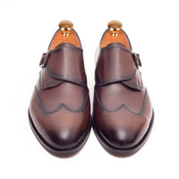 Thumbnail for Ariston SHOES Ariston Mens Chestnut Brown Single Monk Strap Leather Dress Shoes