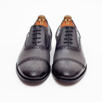 Thumbnail for Ariston SHOES Ariston Mens Gray Oxford Lace-up Leather Dress Shoes