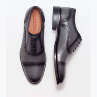 Thumbnail for Ariston SHOES Ariston Mens Gray Oxford Lace-up Leather Dress Shoes