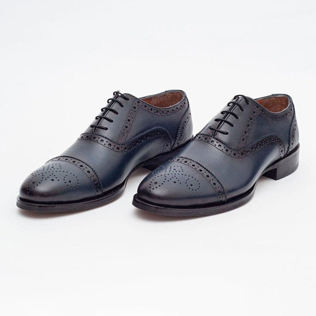 Ariston Mens Navy Oxford Lace-up Leather Dress Shoes, 11 Ariston Mens Navy Oxford Lace-up Leather Dress Shoes, 11