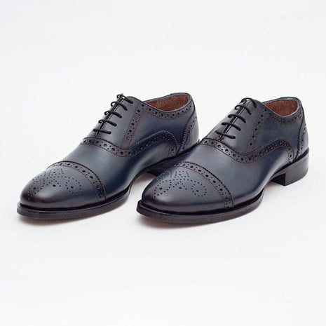 Shop Navy Blue Leather Brogue Oxford Shoes | The Suit Depot Shop Navy Blue Leather Brogue Oxford Shoes | The Suit Depot