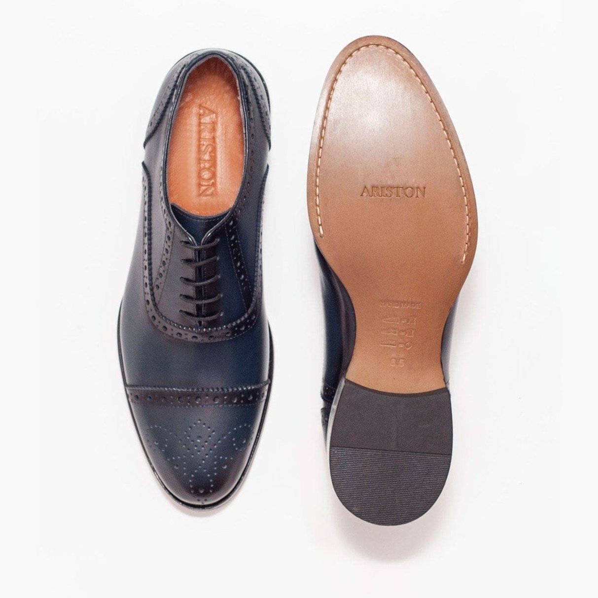 Ariston SHOES Ariston Mens Navy Oxford Lace-up Leather Dress Shoes