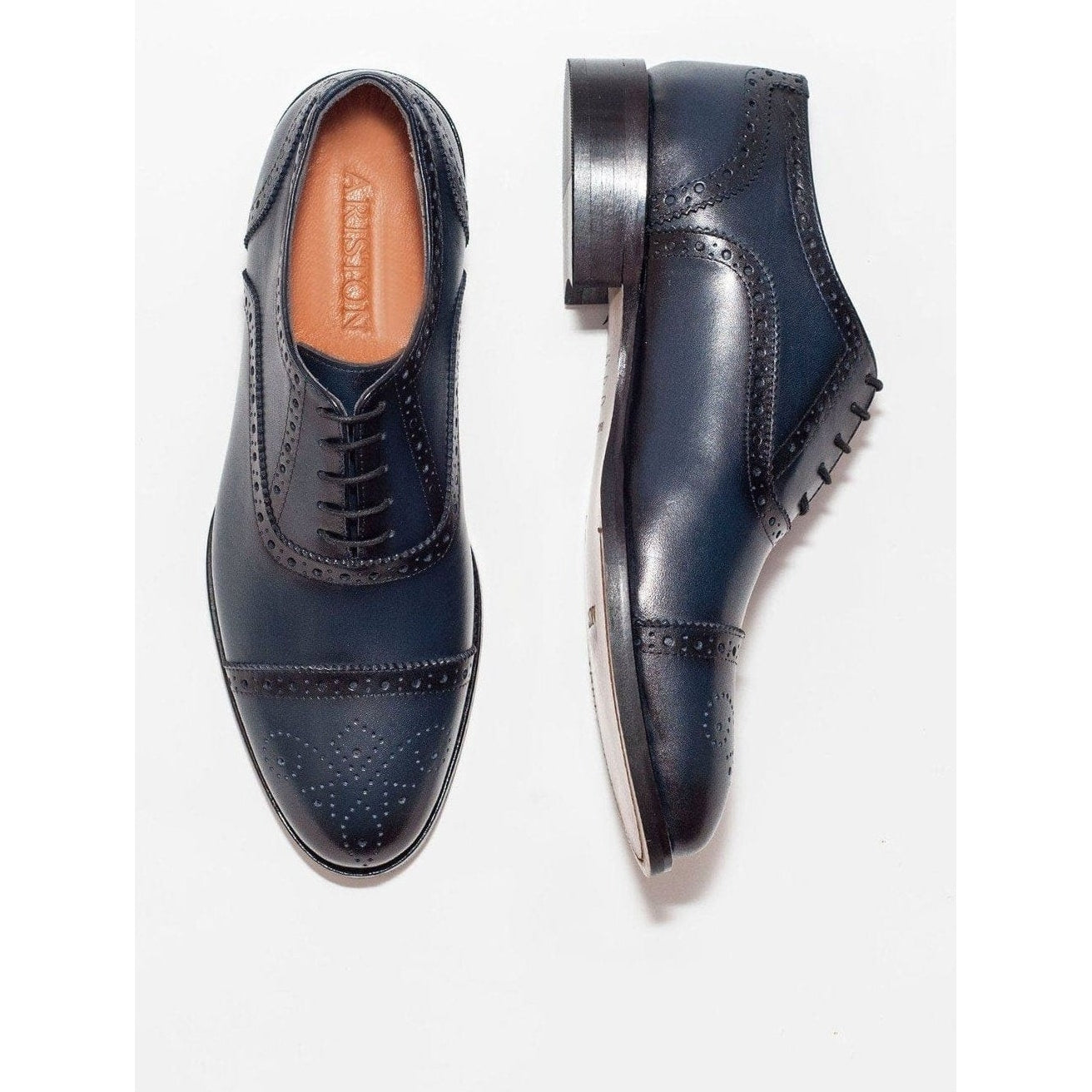 Shop Navy Blue Leather Brogue Oxford Shoes | The Suit Depot Shop Navy Blue Leather Brogue Oxford Shoes | The Suit Depot