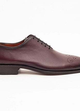Ariston SHOES Ariston Mens Solid Burgundy Whole Cut Oxford Leather Dress Shoes
