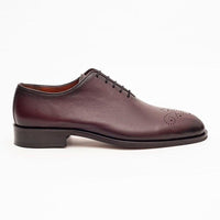 Thumbnail for Ariston SHOES Ariston Mens Solid Burgundy Whole Cut Oxford Leather Dress Shoes