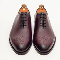 Thumbnail for Ariston SHOES Ariston Mens Solid Burgundy Whole Cut Oxford Leather Dress Shoes