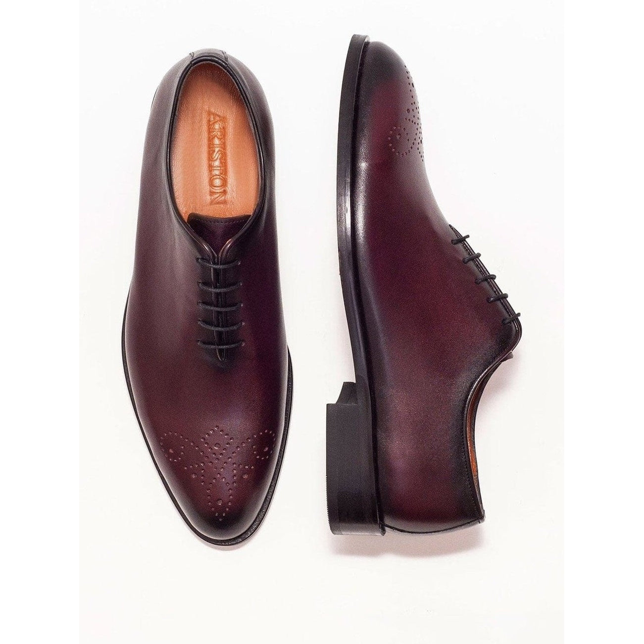 Shop Burgundy Leather Whole Cut Oxford Dress Shoes