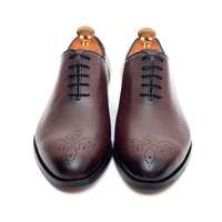 Thumbnail for Ariston SHOES Ariston Mens Solid Chestnut Brown Whole Cut Oxford Leather Dress Shoes