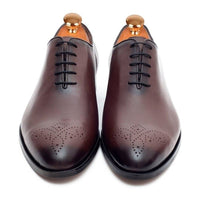 Thumbnail for Ariston SHOES Ariston Mens Solid Chestnut Brown Whole Cut Oxford Leather Dress Shoes