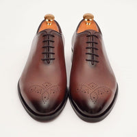 Thumbnail for Ariston SHOES Ariston Mens Solid Cognac Whole Cut Oxford Leather Dress Shoes