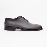 Thumbnail for Ariston SHOES Ariston Mens Solid Gray Whole Cut Oxford Leather Dress Shoes