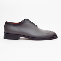 Thumbnail for Ariston SHOES Ariston Mens Solid Gray Whole Cut Oxford Leather Dress Shoes