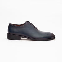 Thumbnail for Ariston SHOES Ariston Mens Solid Navy Whole Cut Oxford Leather Dress Shoes