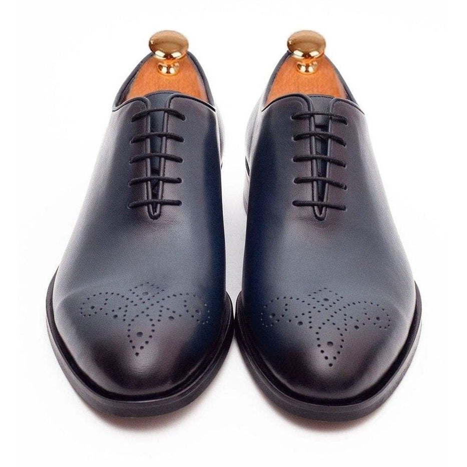 Shop Navy Blue Leather Brogue Oxford Dress Shoes | The Suit Depot Shop Navy Blue Leather Brogue Oxford Dress Shoes | The Suit Depot