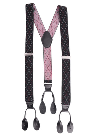 Ariston Suspenders Navy Textured / Regular Mens Button Black Leather Braces Adjustable Y Back Suspenders Xlong Available