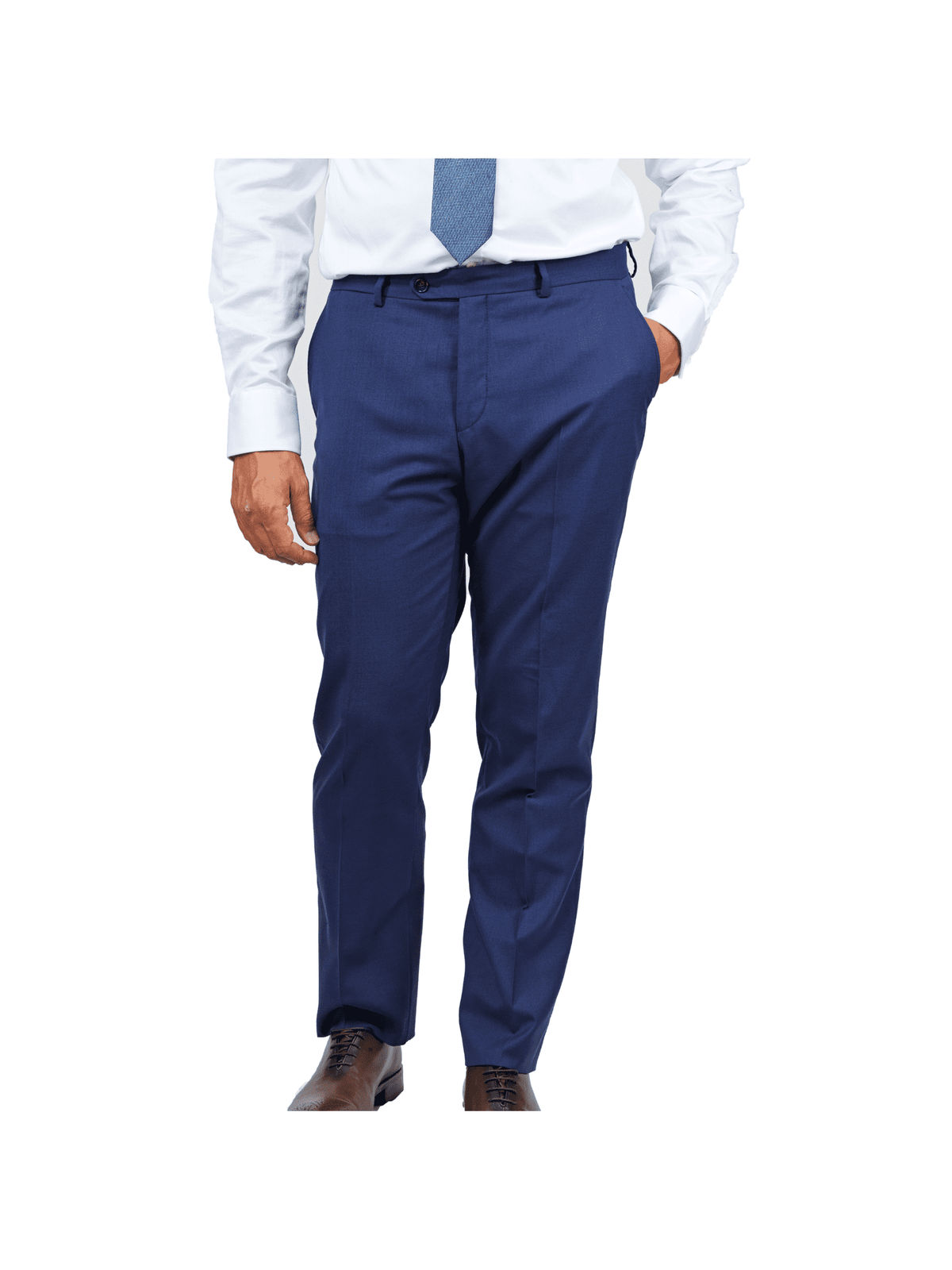 dark blue gabardine flat front suit pants