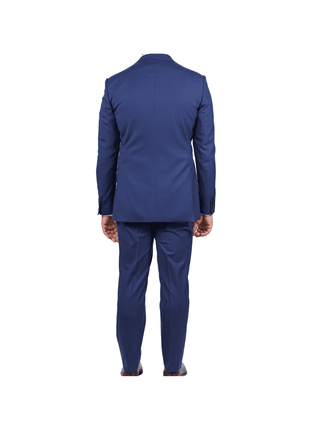 Arthur Black Arthur Black Slim Fit Solid Dark Blue Marzotto Gabardine Wool Peak Lapel Suit