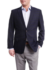 Thumbnail for Arthur Black BLAZERS Arthur Black Classic Fit Blue With Brown Plaid Two Button Wool Blazer Sportcoat