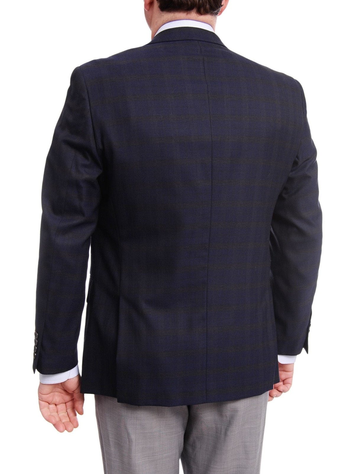 Arthur Black BLAZERS Arthur Black Classic Fit Blue With Brown Plaid Two Button Wool Blazer Sportcoat