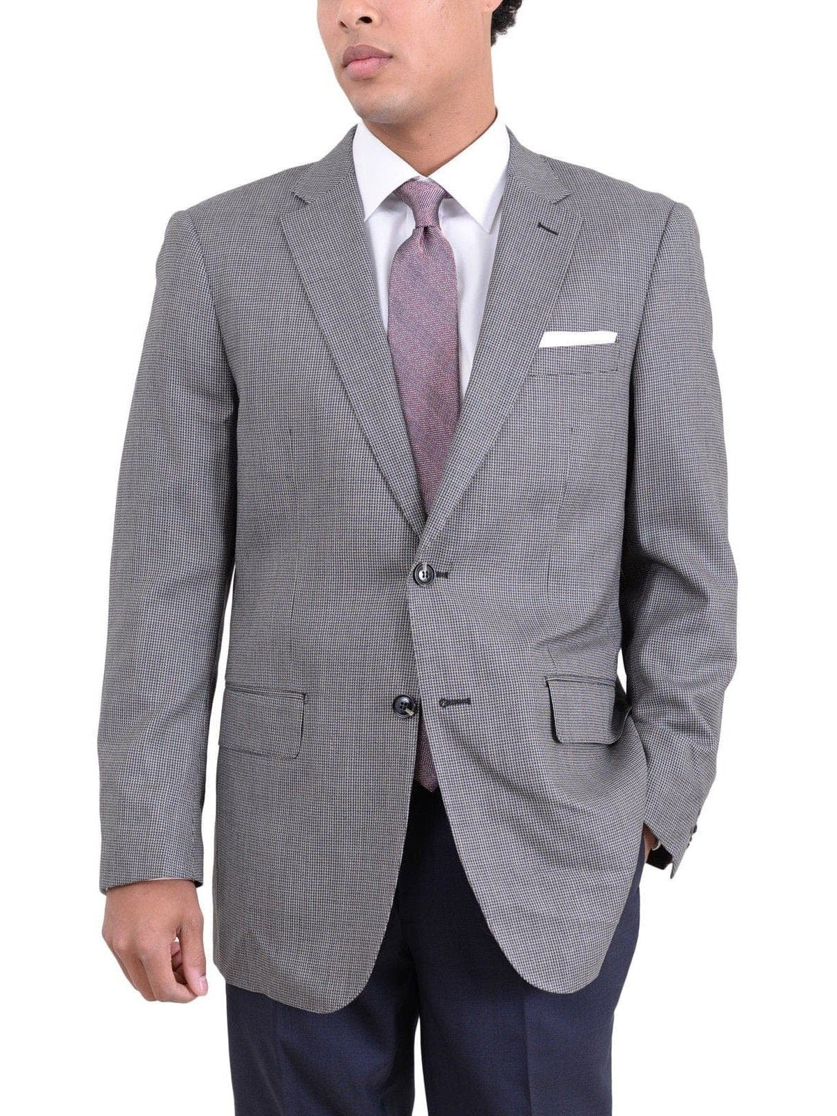 Arthur Black BLAZERS Arthur Black Classic Fit Gray Houndstooth Two Button Wool Blazer Sportcoat