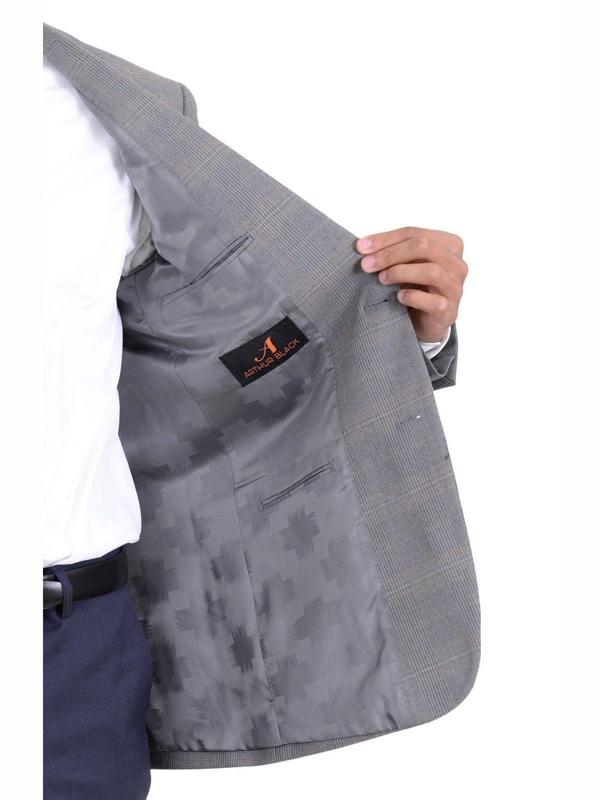Arthur Black BLAZERS Arthur Black Classic Fit Gray Plaid Two Button Wool Blazer Sportcoat