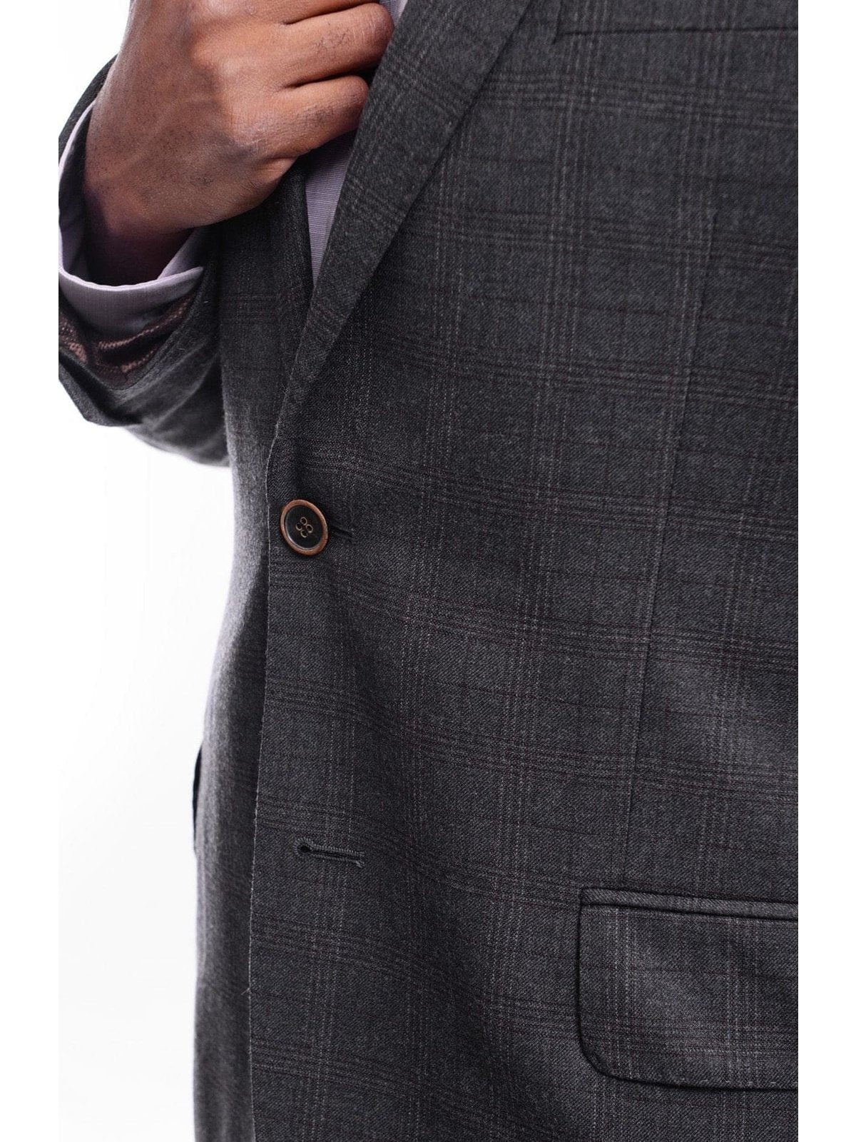 Arthur Black BLAZERS Arthur Black Classic Fit Gray With Brown Plaid Two Button Wool Blazer Sportcoat