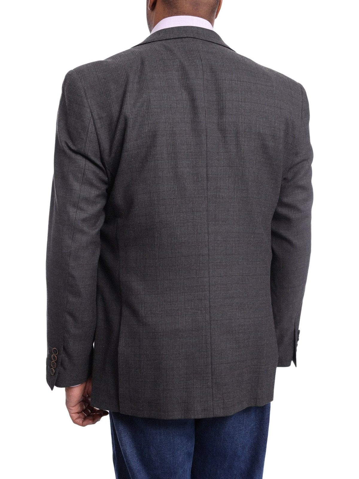 Arthur Black BLAZERS Arthur Black Classic Fit Gray With Brown Plaid Two Button Wool Blazer Sportcoat