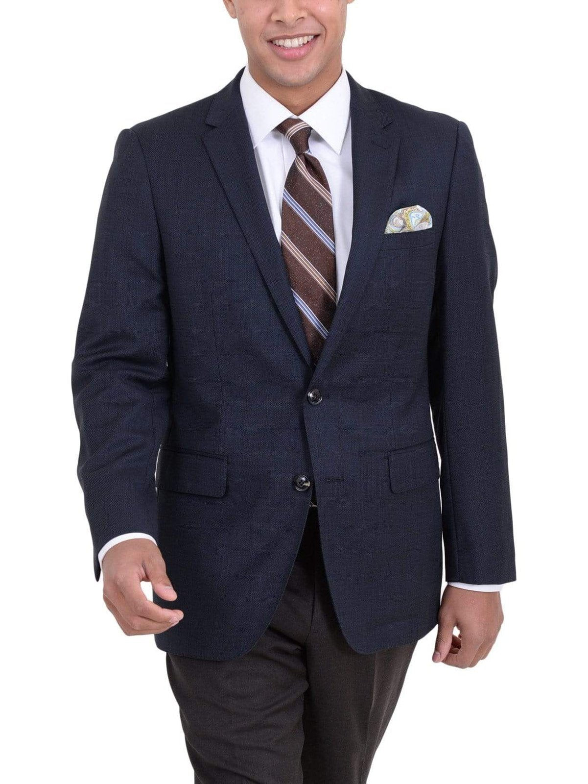 Arthur Black BLAZERS Arthur Black Classic Fit Navy Hopsack Weave Two Button Wool Blazer Sportcoat