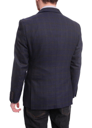 Arthur Black BLAZERS Arthur Black Extra Slim Fit Navy Blue With Brown Plaid Wool Blazer Sportcoat
