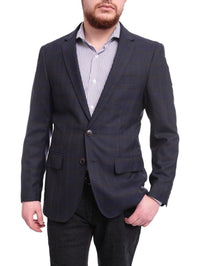 Thumbnail for Arthur Black BLAZERS Arthur Black Extra Slim Fit Navy Blue With Brown Plaid Wool Blazer Sportcoat